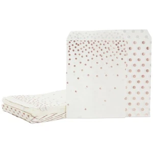 100 Rose Gold Foil Dots Paper Treat Bags for Cookies, Candy Buffet, 5 x 7.5 In - Picture 1 of 8