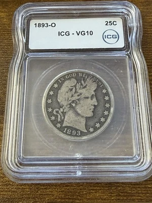 1893-O Barber Half Dollar – ICG VG10 Error Holder - Image 1 of 4