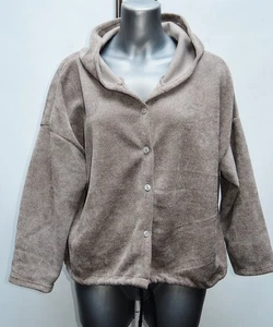 COOLES KUSCHEL HOODIE JACKE SWEATSHIRT RIPPE KAPUZE NICKI TAUPE BEIGE - Bild 1 von 4