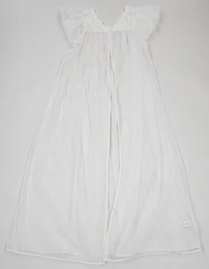 Vtg 50s 60s Gilead SHEER CHIFFON White Bridal Peignoir Robe Gown Lace Nylon - Picture 1 of 14