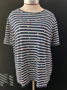 Kim Rogers Strickoberteil Gr. XL top weicher Kurzarm Pullover Streifen Punkte - Bild 1 von 5