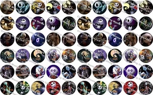 60 Precut 1" Nightmare Before Christmas Bottle cap Images Set 2 - Picture 1 of 1