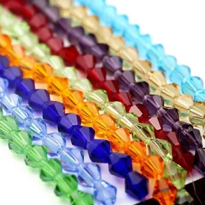 Distanziatore bicono 4 mm 6 mm 8 mm vetro cristallo perline sfuse per bracciale fai da te gioielli - Foto 1 di 27