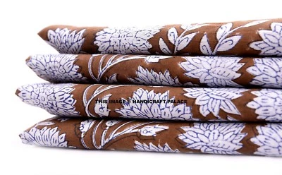 Tela de 10 yardas hecha a mano con estampado floral algodón artesanía costura vestido indio hacer arte Foto 1 de 3