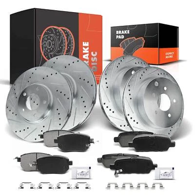 Rotores de freno delanteros y traseros perforados y pastillas de freno de cerámica para INFINITI FX35 Nissan Foto 1 de 4