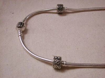 Collana Pandora In Argento 17" Con 2 Perle A Clip Bali - Immagine 1 di 4