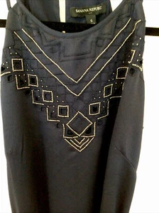 Banana Republic Womens Navy Slip/Sheath  Dress w/ Cutouts +Beaded Detail  SMALL - Picture 1 of 4