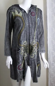 Rising International Sz M MOD Gray Funky Long Boho Sweatshirt Hoodie Hooded - Picture 1 of 11