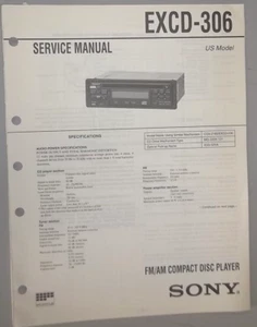 Sony AM-FM Stereo Radio Compact Disk Player EXCD-306 MG-333X-121 Serviceanleitung - Bild 1 von 1