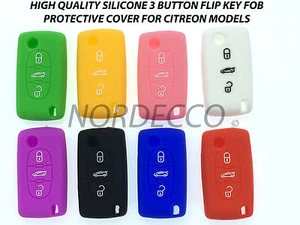 SILICONE 3 BUTTON FOB PROTECTIVE COVER FOR CITROEN PICASSO C2 C3 C4 C5 C6 C8 - Picture 1 of 7