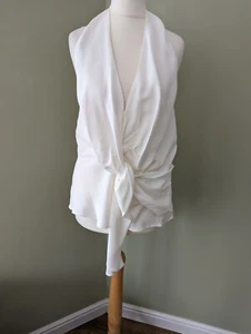 Reiss Freda Ivory Tie Halter Neck Top Blouse Size 12 New with tags - Picture 1 of 17