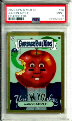 Aaron Judge 2022 MLB x Garbage Pail Kids Orange Foil 37/50 Apple Aaron PSA 9 - Image 1 of 3