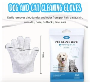 Paquetes de 2-6 guantes de limpieza para mascotas para perros y gatos con aloe y árbol de té - Imagen 1 de 4