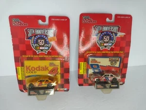 1998 50th Anniversary NASCAR Diecast Replica Cars #8 & #4 1:64 Cards And Stands - Picture 1 of 6