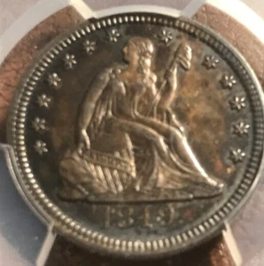 elf Seated Liberty Quarter 1849 PCGS AU detail filed rims - Picture 1 of 4
