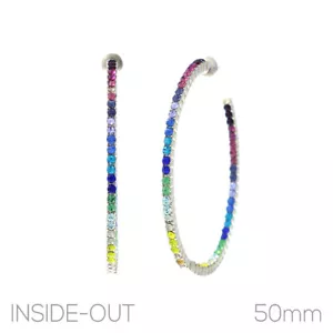 Regenbogenfarbene 50 mm In & Out Creolen in Gold (2 Zoll) - Bild 1 von 4