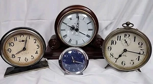 Lot Large Westclox Big Ben Nickel Plate Peg Leg, Baby Ben Working Clock Bulova - Picture 1 of 24