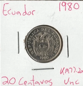 Moneda Ecuador 20 Centavos 1980 KM77.2a - Imagen 1 de 1