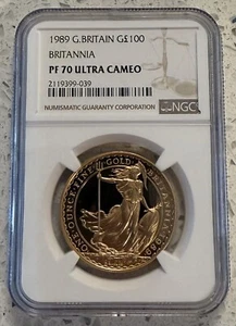1989 Great Britain 1 oz Gold Britannia Proof 70 UC - Picture 1 of 2
