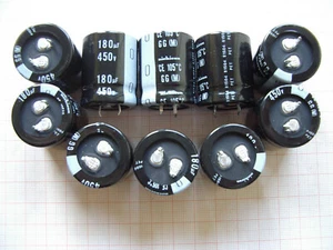 10x 180μF 450V Elko Nichicon 105°C senza piombo RM10 25x30mm 400V 385V 350V 180uF - Foto 1 di 2