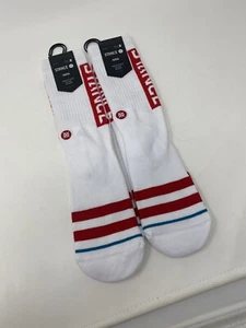 2 Pair Stance OG White/Red Socks - Size Medium (6-8.5) - NEW - Picture 1 of 7