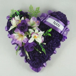 Artificial flowers Grave tribute Funeral Wreath Heart Nan Mum Aunt Dad Son - Picture 1 of 3