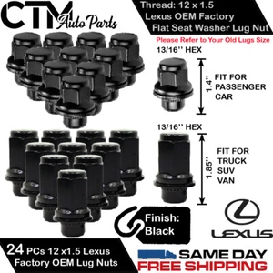24PCS BLACK LEXUS FACTORY OEM 12X1.5 MAG SEAT/FLAT SEAT LUG NUTS - Picture 1 of 3