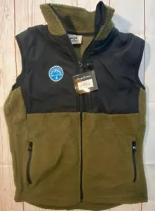 Rowdy Gentleman Medium Herren oliv ärmellos durchgehender Reißverschluss Fleece Weste Jacke neu mit Etikett - Bild 1 von 8
