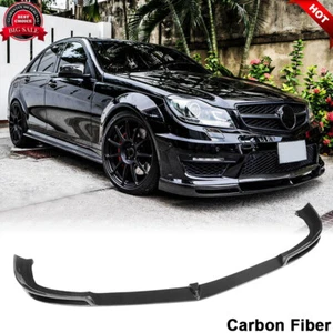 For Mercedes W204 C63 2012UP REAL CARBON FRONT BUMPER LIP SPOILER BODY KIT - Foto 1 di 12