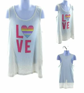 Place Top Girl's Tank Top Sleeveless Shirt Size Large 10/12 White "Love" - Picture 1 of 12
