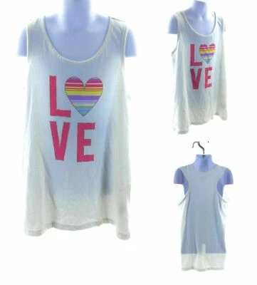 Place Top Girl's Tank Top Sleeveless Shirt Size Large 10/12 White "Love" - Image 1 of 4