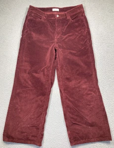 Zara Woman Hose Damen 10 Burgund Cord Weites Bein Hoher Bund Flache Vorderseite - Bild 1 von 17