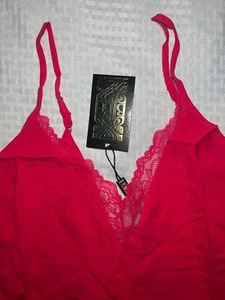 New! Biba Hot Pink Cami Tank Top Blouse w/lace UK Size 18 US (2XL) - Picture 1 of 2