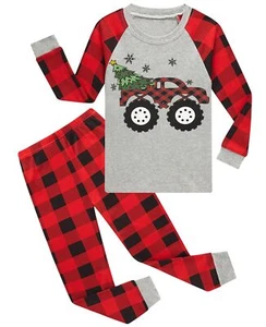 Cotton Boys Christmas Truck Long Sleeve Pajamas Toddler Boys Pjs Kids Sleepwe... - Picture 1 of 7