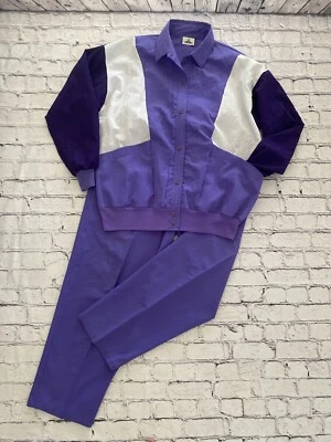 Cortiva 80s 90s Vintage Windbreaker Track Suit Purple White Women's Size Large - Image 1 of 4