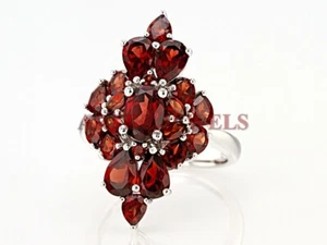 Piedras preciosas de granate natural con anillo de plata de ley 925 para mujer #3319 - Imagen 1 de 4