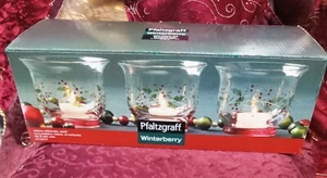 Pfaltzgraff Winterberry Votive Candle Holders w/ Candles ~ Set Of 3 ~ NOB - Picture 1 of 9