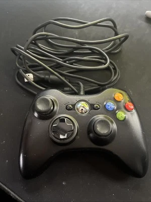 Genuine Microsoft XBOX 360 Black Wired USB Controller OEM PC - Tested Works - Image 1 of 4