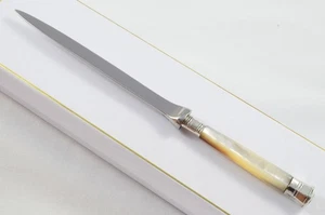 Brieföffner massiv Silber mit Deckel & Ferruled Perlmuttgriff 1926 - Bild 1 von 6
