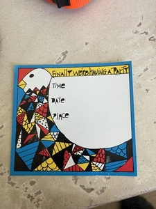 Tarjeta de felicitación vintage finalmente estamos teniendo una fiesta nueva multicolor - Imagen 1 de 2