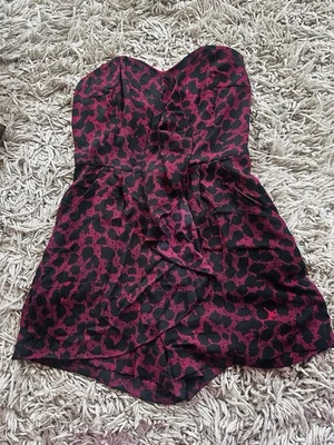 Pantalones Cortos Mameluco EXPRESS Rosa Negro Estampado Animal Leopardo Sin Tirantes Talla 4 Foto 1 de 4