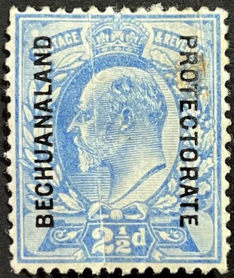 Bechuanalandia, rey Eduardo VII con sobreimpresión, 2 1/2 peniques, Scott 78, MLH, fino Foto 1 de 2