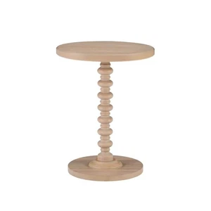 Linon Home Decor Spencer 17 pulgadas Mesa auxiliar redonda de madera marrón natural - Imagen 1 de 6