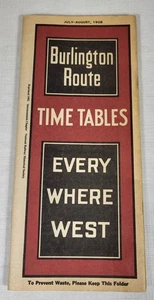 Burlington Route Railroad Timetable July-August 1928 - Picture 1 of 6