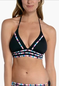 La Blanca Women's Catalina Halter Neck Triangle Bikini Swim Top Black Size 10 - Picture 1 of 2