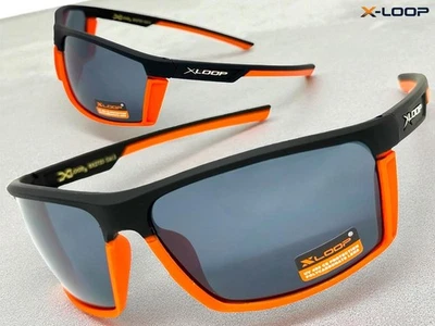 Hombres Deportivo Motociclista Pesca Ciclismo Envoltura VIDRIOS DE SOL Marco Negro y Naranja Lente Oscura Foto 1 de 4