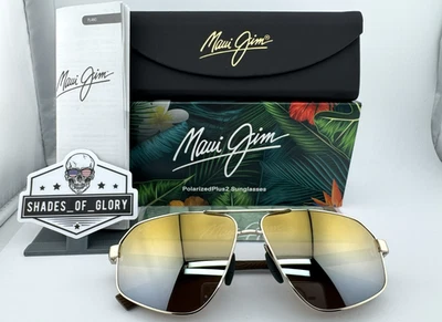 MAUI JIM KEAWAWA MJ 620-16 DUAL MIRROR GOLD SILVER AVIATOR SUNGLASSES EXCLUSIVE - Image 1 of 4