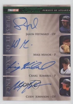 2010 Pursuit of Excellence Green /25 Jason Heyward Mike Minor Craig Kimbrel Auto - Image 1 of 2
