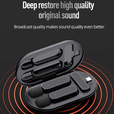 Wireless HD Radio Live Microphone K61 Dual Mic 20 Meters for Mobile Phone Tiktok Foto 1 de 4