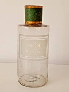 Superbe ancien flacon à pharmacie pour "Alcool Nitricum" 19ème - Picture 1 of 10